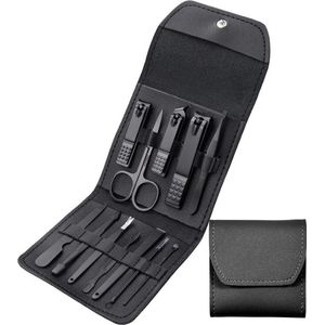 12-delige Pedicure en Manicure Set - 3 Nagelknippers - Complete Pedicureset - Nagelschaar - Nagelvijl - Nageltang - Teennagelknipper - Kalknagel - Zwart
