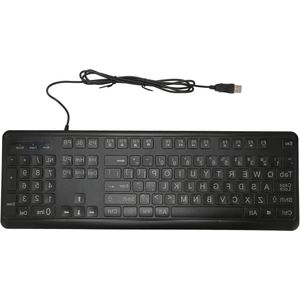 Bedraad Grootlettertoetsenbord - 104 Toetsen - Comfortabele Aanraking - Verlicht - USB - Achtergrondverlichting - Slechtzienden .