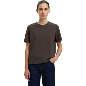 Selected Essential Boxy T-shirt Met Korte Mouwen Bruin 2XL Vrouw