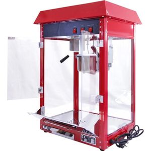 KuKoo Retro Popcorn Machine - Popcornmaker - Retro Look - Rood - Hittelamp - 235ml grote pan - 1.37kW - bioscoop - evenement