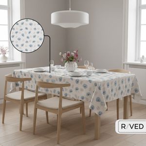 Raved Tafelzeil – 140 cm x 140 cm – Klaprozen Blauw – PVC – Afwasbaar