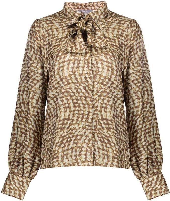 Geisha - Abstract Swirl Print Blouse 53903-20 - Bruin - Viscose