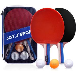 Tafeltennisbatjes, pingpong-batjes set met 2 rackets en 3 ballen, tafeltennisbatjes voor beginners en gevorderden spelers (vrije tijd set)