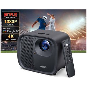 [Netflix & Android TV gecertificeerd] ETOE E3 Pro Projector,Dolby Digital Plus,Native 1080P,600 ANSI,Android TV 11.0,Amlogic S905, 2GB+16GB,5G WiFi,4K Decoding, Auto Focus & Keystone Correction,Play Store vooraf geïnstalleerd,HDMI 2.0