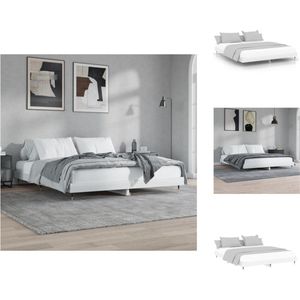 vidaXL Bedframe - naam - Bedframes - 203 x 163 x 20 cm - Hoogglans wit - Materiaal- bewerkt hout - metaal - Multiplex lattenbodem - Bed