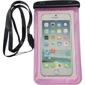 onderwater hoesje telefoon transparant - telefoontasje - universele waterdichte telefoonhoesjes - waterdichte telefoonzakje - waterdichte tas - roze / transparant - oDaani