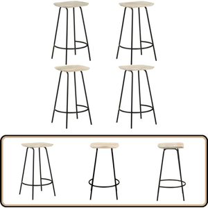 vidaXL Barkrukken - 4 stuks - Massief Mangohout Houten Barkrukken - Barkrukken Set - Mangohout Meubels - Industriële Stoelen - Bar Stools