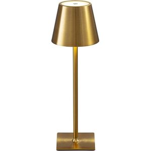 Oplaadbare Tafellamp - Dimbaar - Aluminium - Bureaulamp - Waterdicht - 38CM - IP54 - Goud