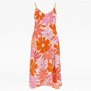 Angelle Milan Maxi Zomerjurk – Travelstof – Spaghetti Bandjes – V-Ruffle Onderzijde – Bloemenprint – S t/m XXL
