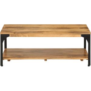 vidaXL Salontafel - 2-laags - Mangohout en staal Salontafel - Industriële Salontafel - Mangohouten Salontafel - Woonkamertafel - Tv Tafellaar