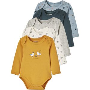 Set van 5 Rompertjes - Cappuccino - Lange Mouwen - Amerikaanse Armsgat