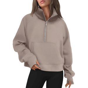 Dames trui sweatshirt met fleece binnenvoering en ritssluiting
