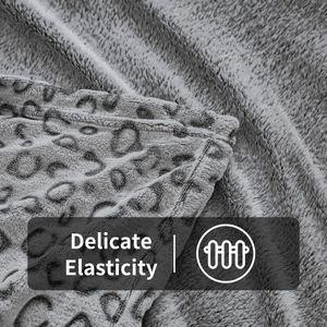 Flanel fleece dekens, extra zachte donzige dekens, lichtgewicht, gezellige microvezel bankdeken/bankdeken voor volwassenen, 150x200cm, grijs luipaard