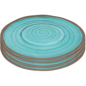 Bo-Camp Dinerbord Halo - Campingbord - 100% Melamine - 4 stuks - Aqua