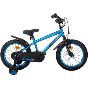 AMIGO Arrow Jongensfiets 16 Inch - Kinderfiets voor 4 tot 6 Jaar - 100-115 cm - Met Zijwieltjes - Blauw/Zwart