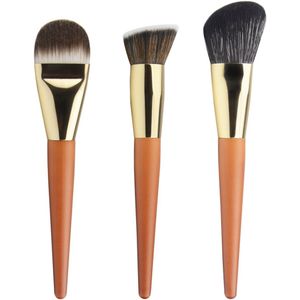 Set van 3 foundationkwasten, platte concealerkwast, vloeibare foundationkwast, ultrafijn, voor vrouwen