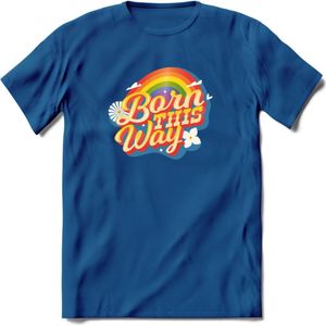 Born This Way | Pride T-Shirt | Grappig LHBTIQ+ / LGBTQ / Gay / Homo / Lesbi Cadeau Shirt | Dames - Heren - Unisex | Tshirt Kleding Kado | - Donker Blauw - M