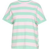 usha - BLUE LABEL - Shirt - Hemelsblauw / Pastelroze - Ronde Hals - Kwartmouw