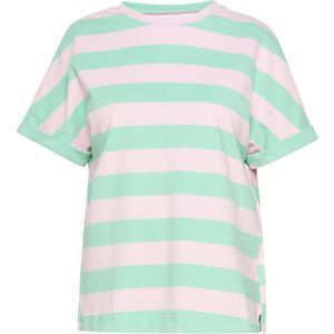 usha - BLUE LABEL - Shirt - Hemelsblauw / Pastelroze - Ronde Hals - Kwartmouw