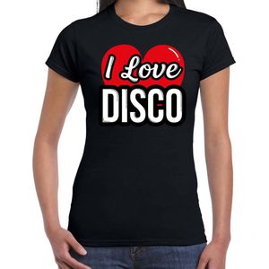 I love disco verkleed t-shirt zwart voor dames - discoverkleed / party shirt - Cadeau voor een disco liefhebber XL
