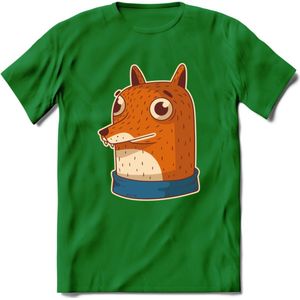 Casual vos T-Shirt Grappig | Dieren Kleding Kado Heren / Dames | Animal Skateboard Cadeau shirt - Donker Groen - 3XL