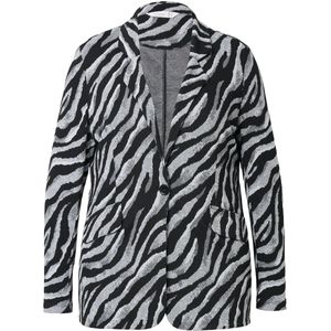 MIAMODA - Dames - Blazer smal model zebramotief - Sneeuwwit - Maat 56