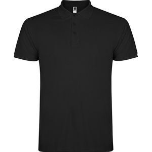 Zwarte heren unisex Polo korte mouwen Star 200 grm merk Roly maat M
