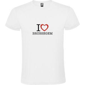 Wit T shirt met print van 'I love Brussegem' print Zwart / Rood size M