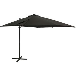 Prolenta Premium  -  Zweefparasol met paal en LED-verlichting 250 cm zwart  - Parasol - Parasols - Parasolvoet