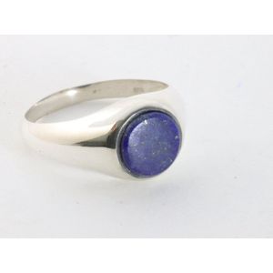 Hoogglans zilveren ring met lapis lazuli - maat 21