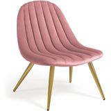 Kave Home - Marlene roze fluwelen stoel met stalen poten met gouden afwerking