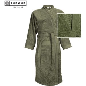 The One Towelling Badjas - L/XL - Zachte kamerjas - Vocht absorberend - 100% Gekamd badstofkatoen - Olijfgroen