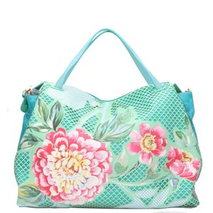 A Spark of Happiness | City Shopper XL | Reistas dames | Blauw, groen gebloemd | DA2315