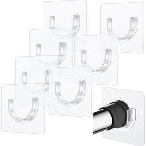 Zelfklevende Douchegordijn Staaf Houder 8 Stks Sticky Beugel - Onzichtbare Retainer - Geen Boren - Muur Mount Houder - Heavy Duty Ondersteuning - Muur Hold Tool .
