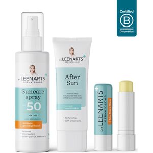 Zonnebrand Voordeelset E – SPF50 Spray + Aftersun + Lipcare Sun SPF25