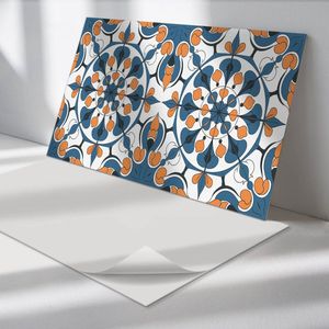 Wallfluent Vinyl Wandpaneel - Bloemenmandalapatroon Zelfklevende Wandbekleding - 100 cm x 50 cm - Blauw Vinyl Wandpaneel - 1 stuk - Rechthoekig Wandbekleding Vinyl - Patroon Wandpaneel - Wandpaneel PVC - Wandpaneel Keuken en Badkamer