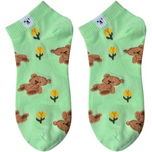 Clayre & Eef Grappige Sokken one size Groen Polyester Beer