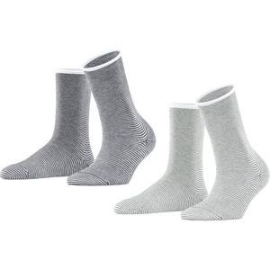 Esprit Allover Stripe 2-Pack duurzaam gestreept organisch katoen multipack sokken dames veelkleurig - Maat 35-38