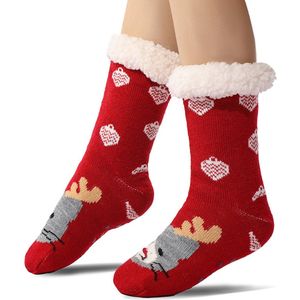 Vloer sokken - Warme Wintersokken - Sokken voor Binnen - Pantoffels voor bij de open haard - Warme Antislip Huissokken Volwassenen - Antislip Slippersokken voor- Dikke Pluche Sokken - Tapijtsokken - Thuis Sokken-De rode kat- mevrouw.