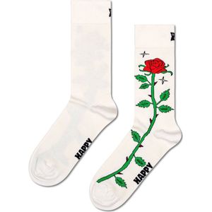 Happy Socks - Rose - Huissokken - Wit - Opvallend Rozenmotief