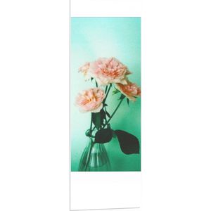 PVC Schuimplaat- Bloemen - Roze - Groen - Vaas - Water - 40x120 cm Foto op PVC Schuimplaat