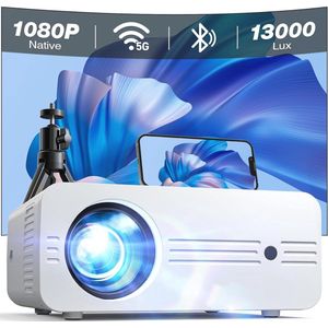 Upgrade Mini Projector Draagbare 5G WiFi Beamer met 13000 Lux, Native 1080P en 4K Ondersteuning – Geniet van Film Avonden Thuis