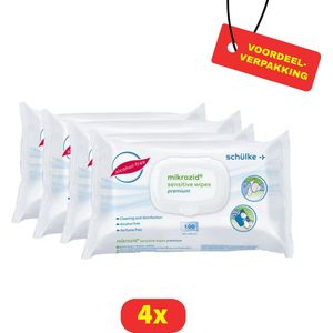 Mikrozid Premium Sensitive Wipes - Desinfectie & Schoonmaak - Alcohol & Parfumvrij - 4 x 100 stuks Voordeelverpakking