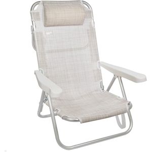 Ligstoel voor het strand - 5 posities - Zithoogte 21 cm - 48 x 45,5 x 84 cm - Met draaggreep - Beige beach sling chair