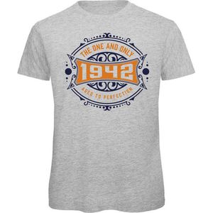 1942 The One And Only | Feest Kado T-Shirt Heren - Dames | Donker Blauw - Goud | Perfect Verjaardag Cadeau Shirt | Grappige Spreuken - Zinnen - Teksten | Maat XL