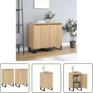 vidaXL Salontafel - Dressoirs - Dressoirs 2 st 40x35x70 cm bewerkt hout sonoma eikenkleurig - Houten Meubel - Landelijk Design - Sonoma Eiken