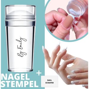 By Emily - Nagelstempel met schraper | Eenvoudige Franse Manicure | Nagel kussen | Nail art | Transparant | Stamp Set | Gel | Hoogwaardige Siliconen | Nagel verzorging | Stempel set | Nail stamp | Transparante Jelly stempel | Doorzichtig | Silicone