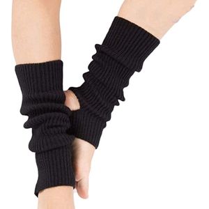 Women's Girls Ballet Warmers Long Knitted Leg Warmers Winter Leg Warmers Stockings Knitted Leg Warmers Socks with Heel Hole for Yoga Dance Gym Black, Black