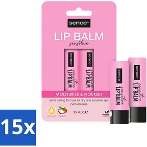 Sence - Moisturise & Nourish - Lippenbalsem Duo - Voedend - 2 x 4,3 g - Bulkverpakking - 15 stuks