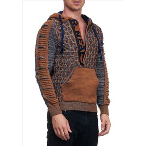 Rusty Neal - Heren Trui - Camel Petrol - Hoodie - Italianstyle